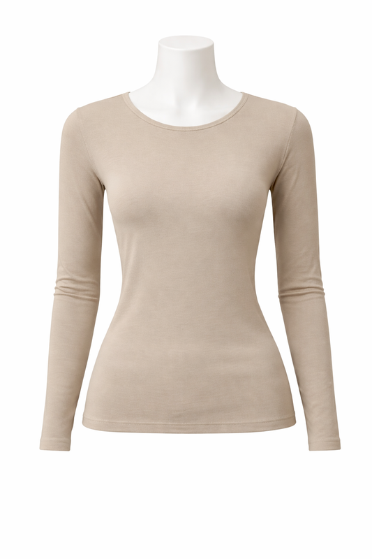 Premium Cotton Lycra Long Sleeve - Soft Almond