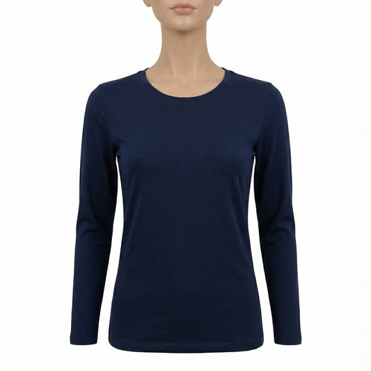 Women's Long Sleeve Basic Top - Navy Blue | Royal Egyptian Cotton