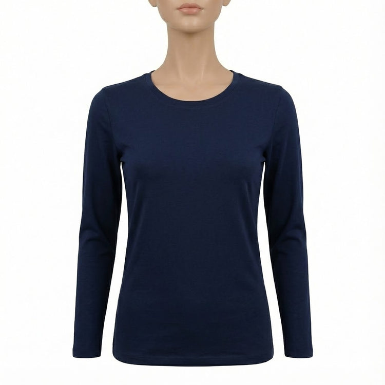 Women's Long Sleeve Basic Top - Navy Blue | Royal Egyptian Cotton